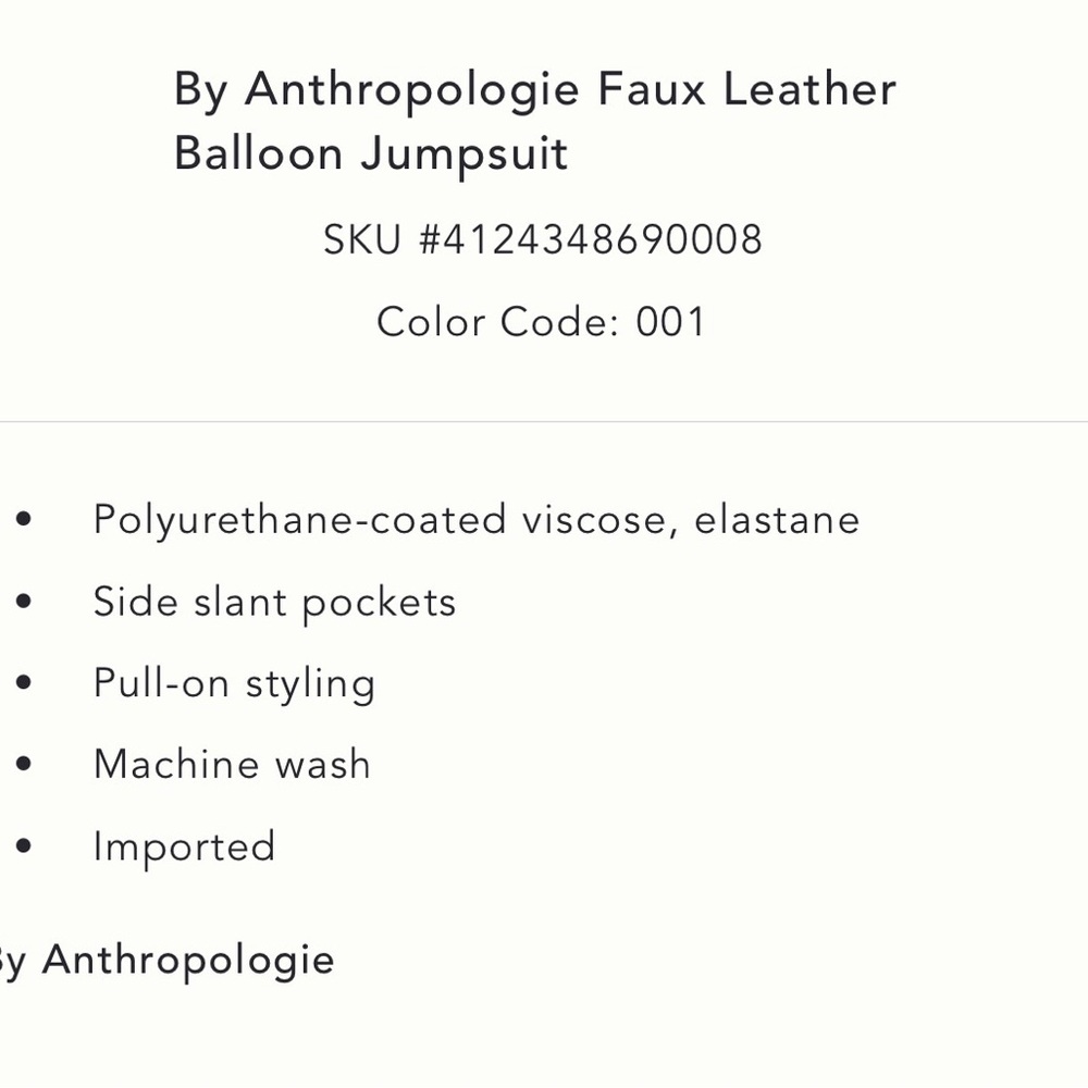 Anthropologie Faux Leather Black Strapless Balloon Jumpsuit - Picture 6 of 7